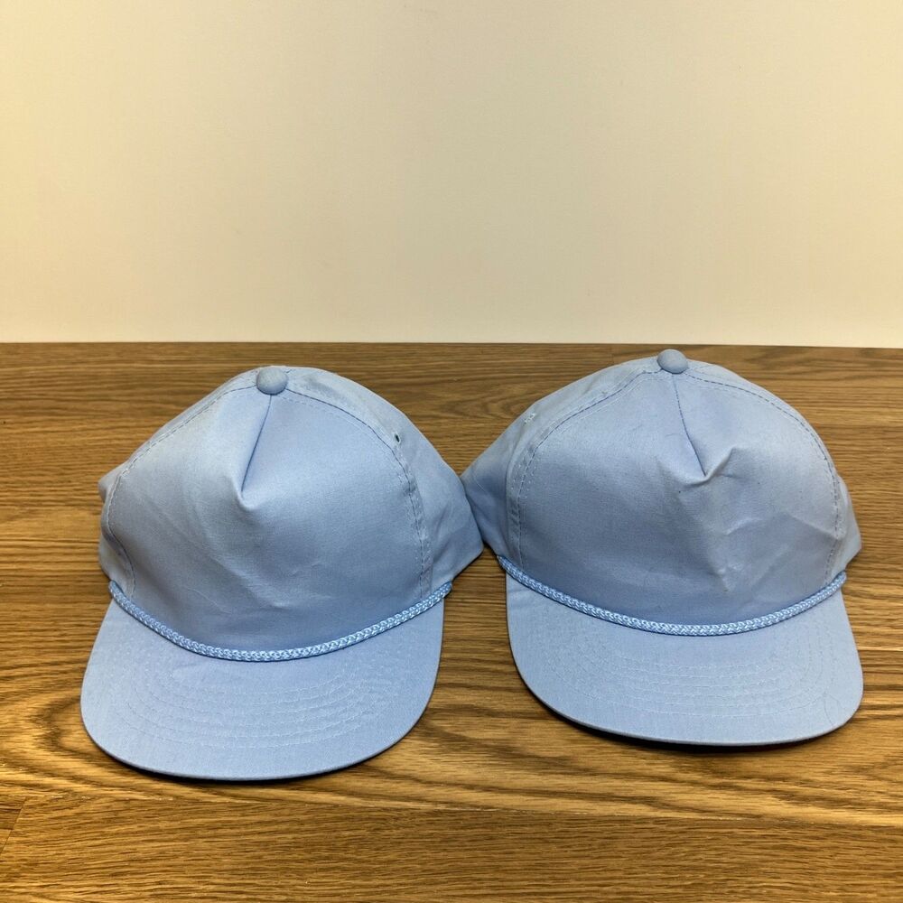 San Sun Headwear Blue‎ BLANK Rope Trucker Hat 90s VINTAGE Cap DEADSTOCK x2